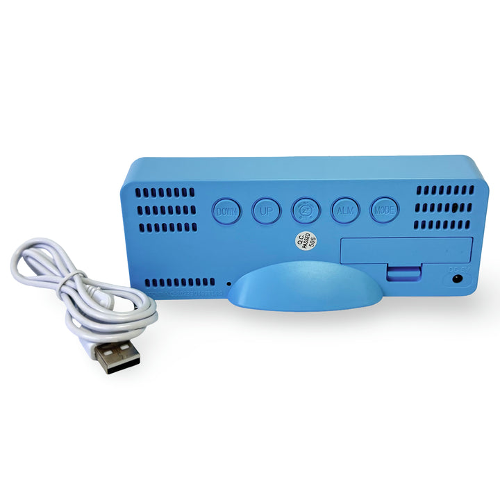 Checkmate Clive USB Powered Woodgrain Digital LED Alarm Clock Blue 15cm VGW-5821BL 4