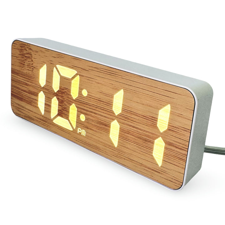 Checkmate Clive USB Powered Woodgrain Digital LED Alarm Clock White 15cm VGW-5821WT 3