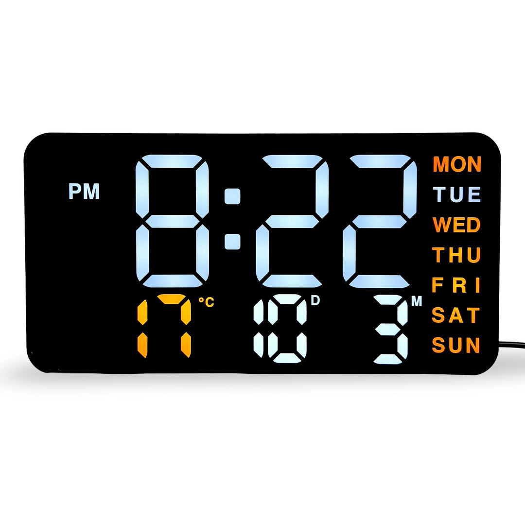 Checkmate Metro USB Powered Digital Day Date Wall Desk Clock Orange 22cm VGW-3835OR 1