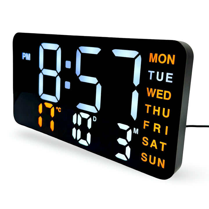 Checkmate Metro USB Powered Digital Day Date Wall Desk Clock Orange 22cm VGW-3835OR 2
