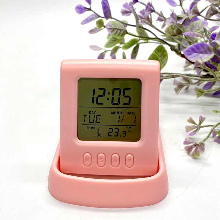 Checkmate Miles Multifunction Travel Alarm Clock Pink 11cm VGW-615-PIN 1