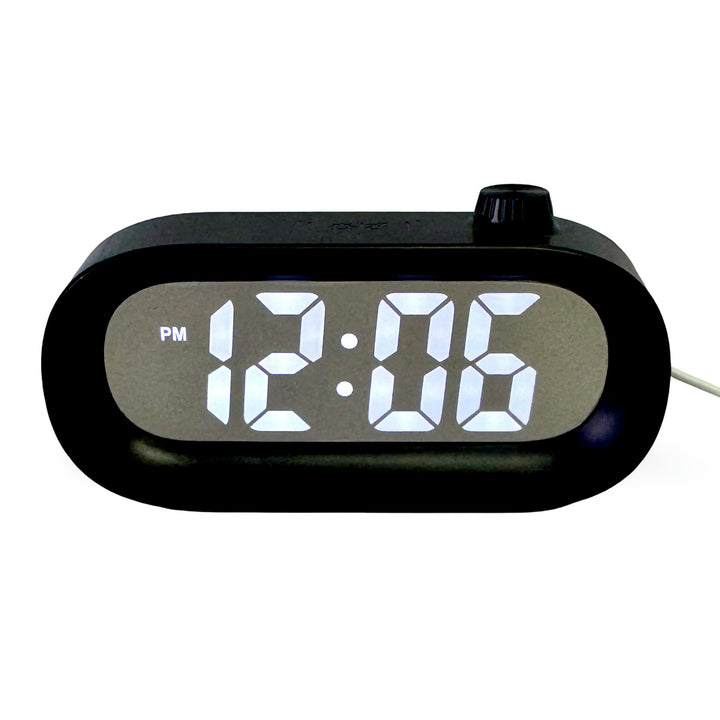 Checkmate Poppy USB Powered Compact Oval Digital Alarm Clock Black 15cm VGW-2331BK 1