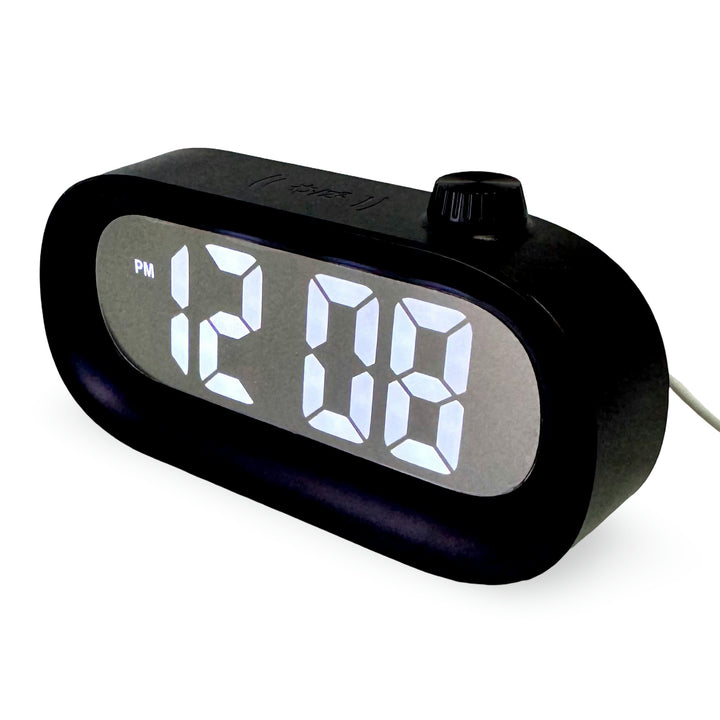 Checkmate Poppy USB Powered Compact Oval Digital Alarm Clock Black 15cm VGW-2331BK 2