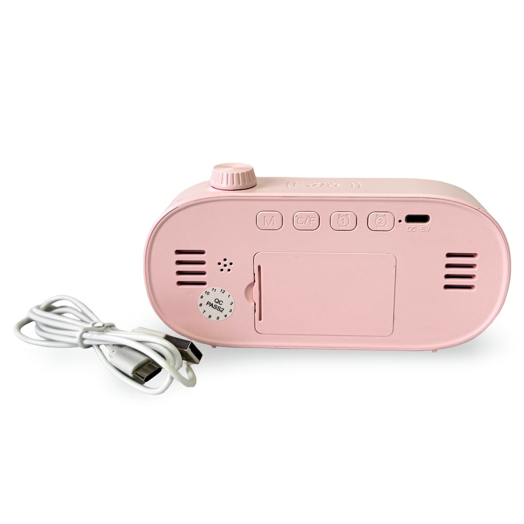 Checkmate Poppy USB Powered Compact Oval Digital Alarm Clock Pink 15cm VGW-2331PK 3