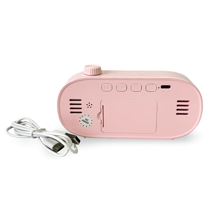 Checkmate Poppy USB Powered Compact Oval Digital Alarm Clock Pink 15cm VGW-2331PK 3