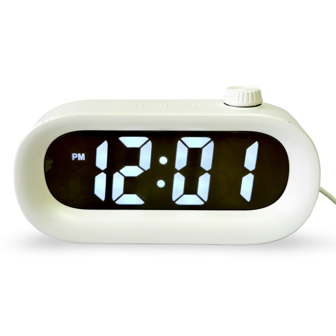 Checkmate Poppy USB Powered Compact Oval Digital Alarm Clock White 15cm VGW-2331WT 1