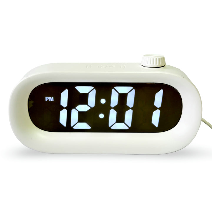 Checkmate Poppy USB Powered Compact Oval Digital Alarm Clock White 15cm VGW-2331WT 1