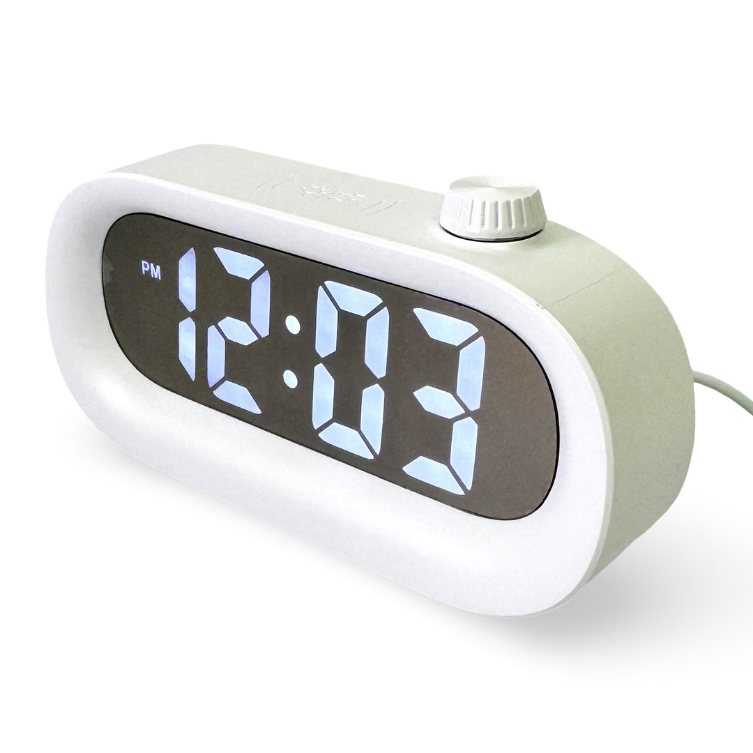 Checkmate Poppy USB Powered Compact Oval Digital Alarm Clock White 15cm VGW-2331WT 2