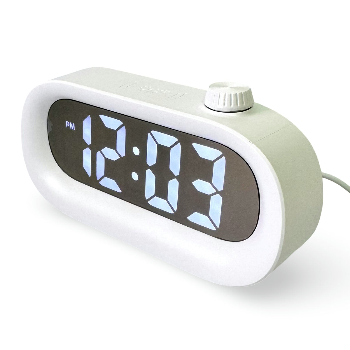 Checkmate Poppy USB Powered Compact Oval Digital Alarm Clock White 15cm VGW-2331WT 2