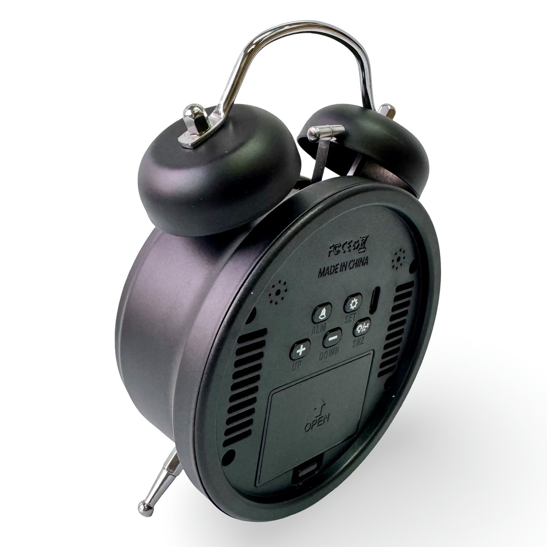Checkmate Reggie USB Powered Round Twin Bell Digital Alarm Clock Black 17cm VGW-2738BK 4