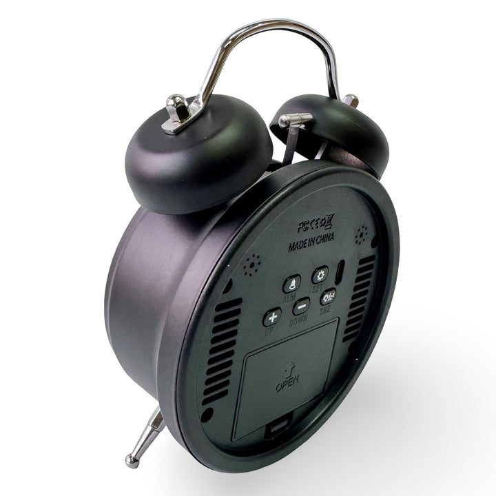 Checkmate Reggie USB Powered Round Twin Bell Digital Alarm Clock Black 17cm VGW-2738BK 4