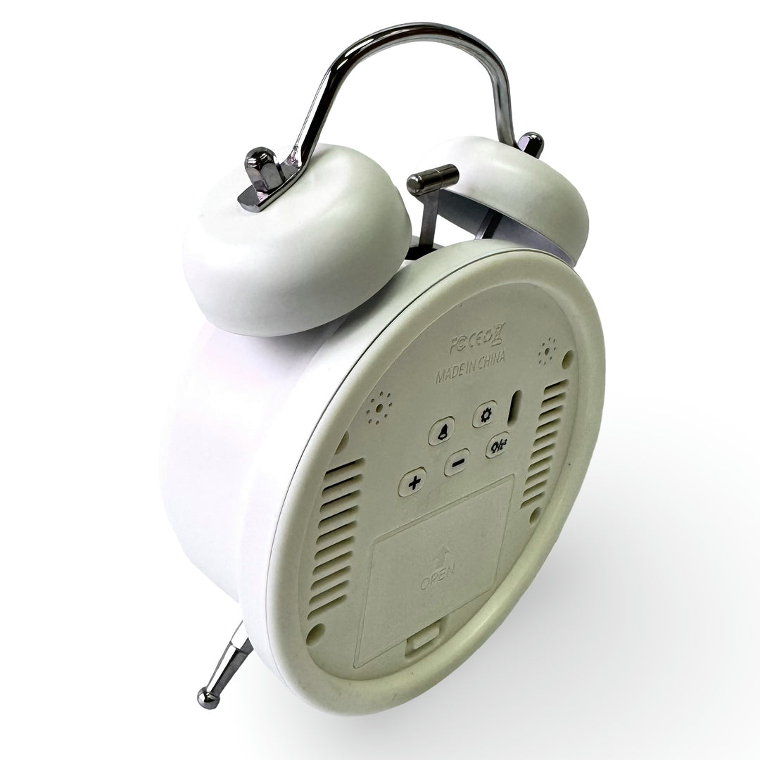 Checkmate Reggie USB Powered Round Twin Bell Digital Alarm Clock White 17cm VGW-2738WT 4