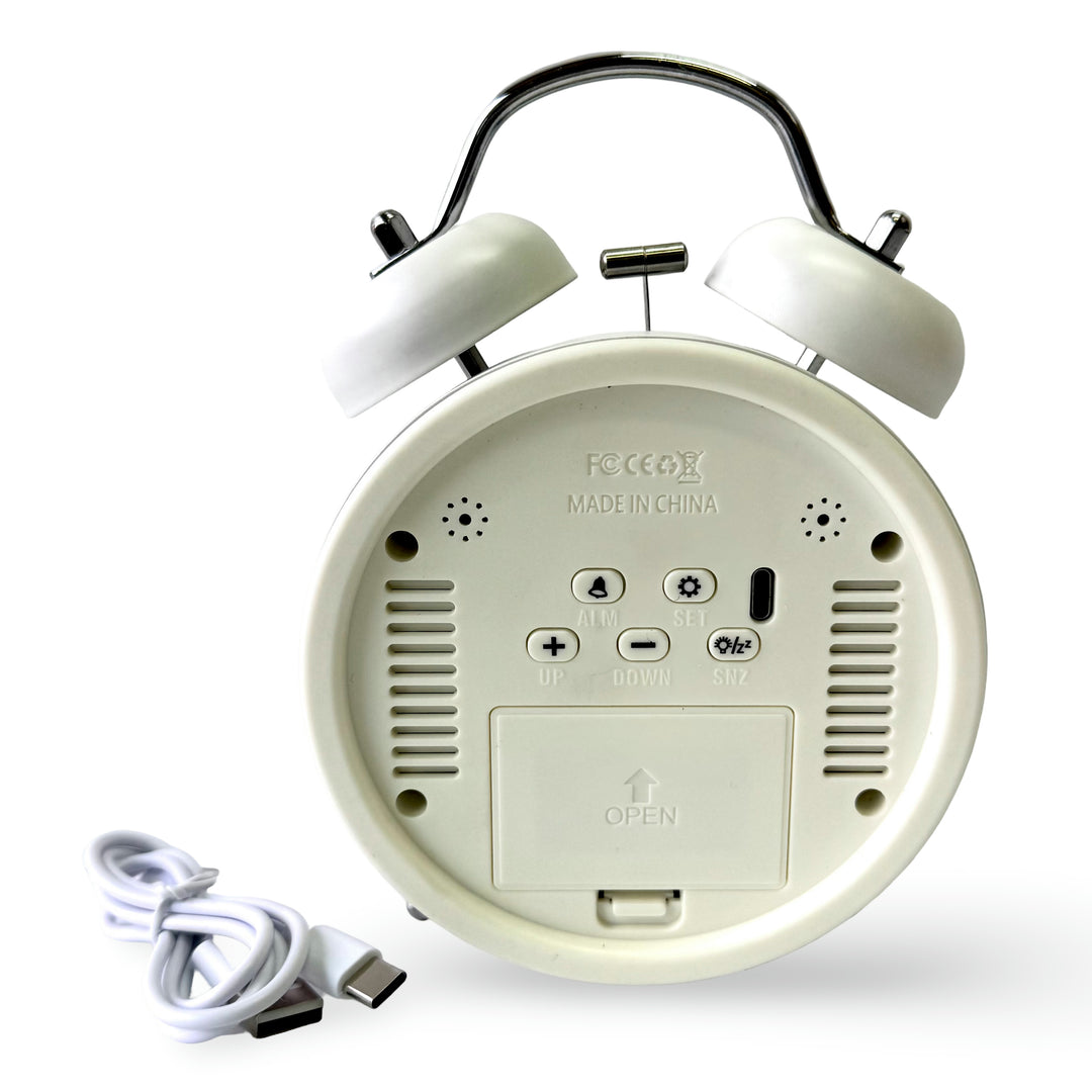 Checkmate Reggie USB Powered Round Twin Bell Digital Alarm Clock White 17cm VGW-2738WT 5