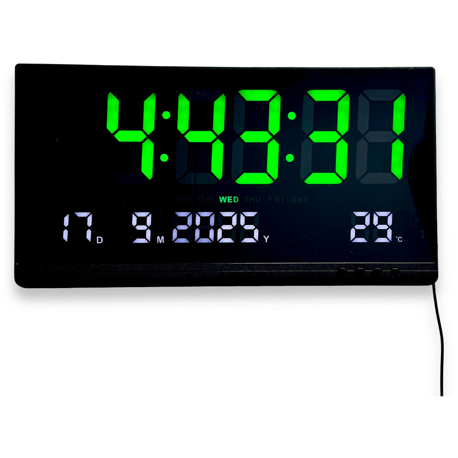 Checkmate Rigel USB Powered LED Date Temperature Wall Clock Green 48cm CTL-8025GN 1