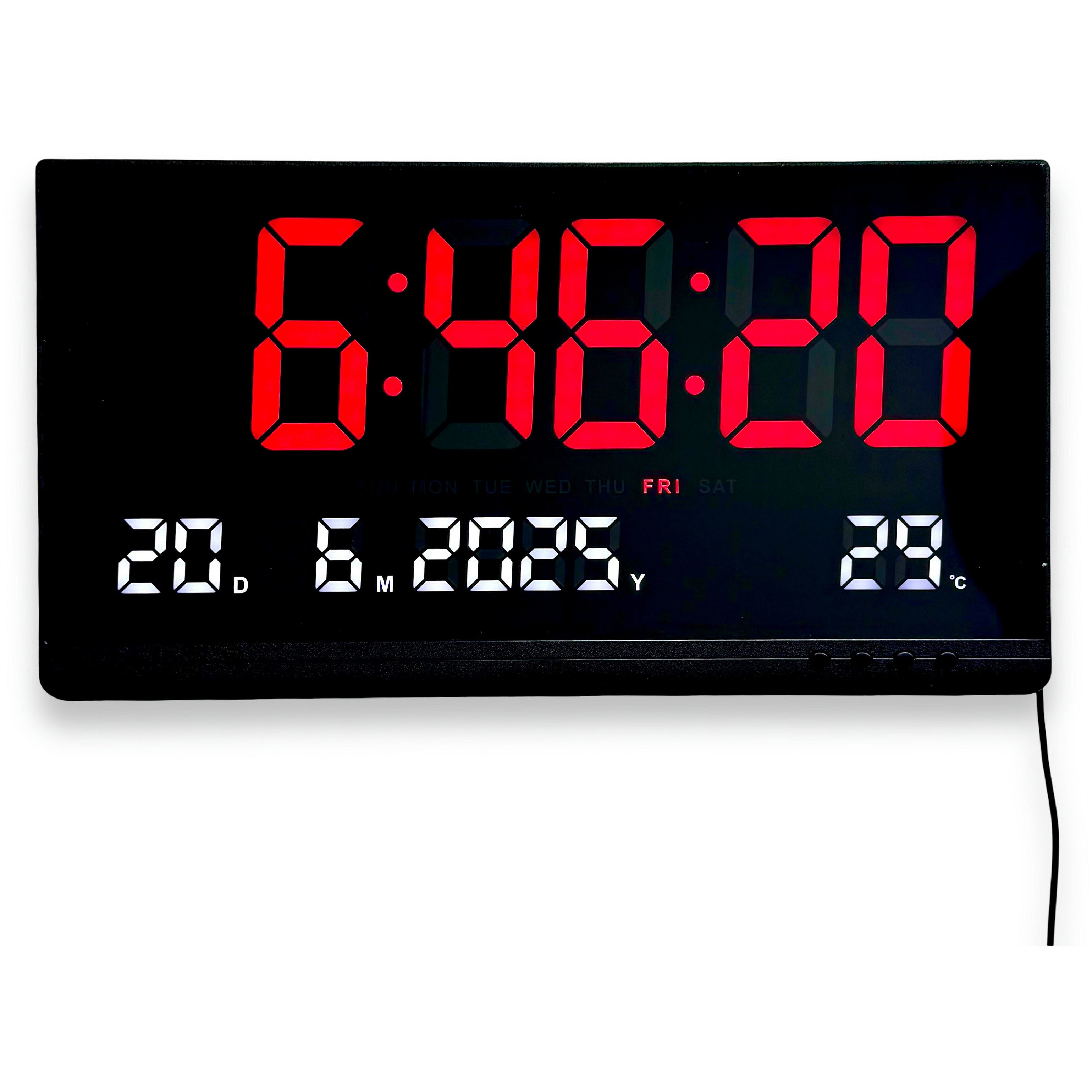 Buy Rigel USB Powered LED Date Temperature Wall Clock Red 48cm – Oh Clocks