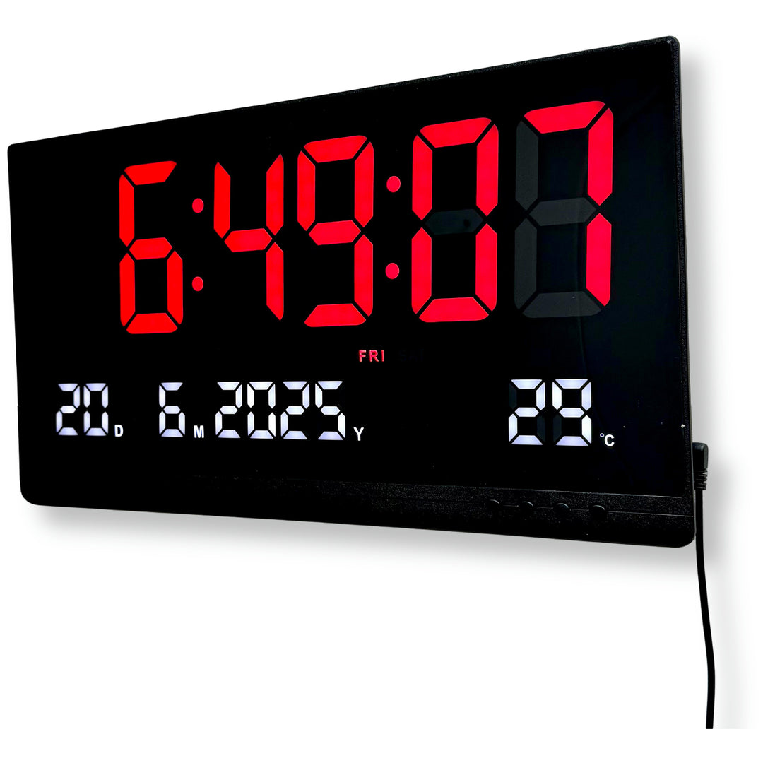 Checkmate Rigel USB Powered LED Date Temperature Wall Clock Red 48cm CTL-8025RD 2