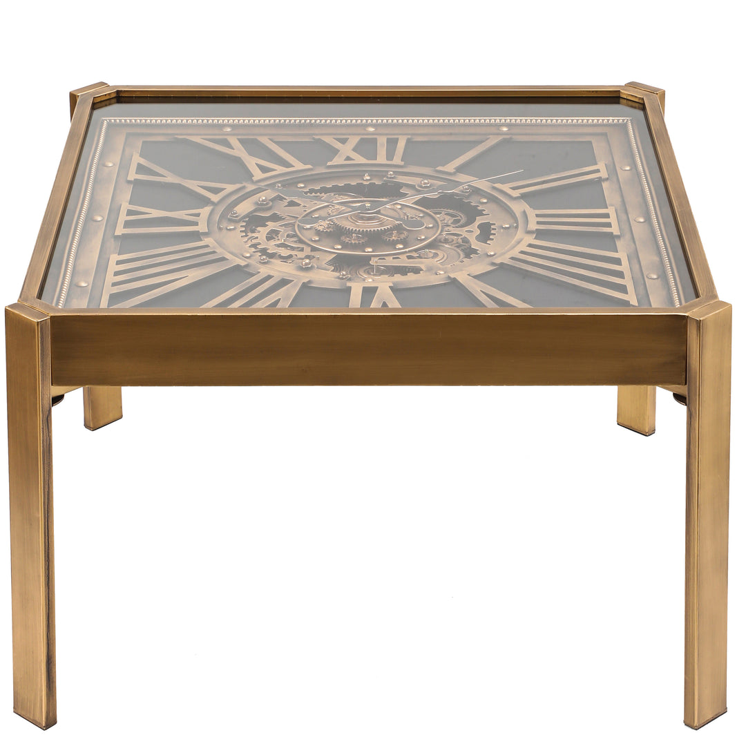 Chilli Decor 2 in 1 Roma Gold Square Moving Gears Coffee Table Floor Clock 85cm TQ-E147 1