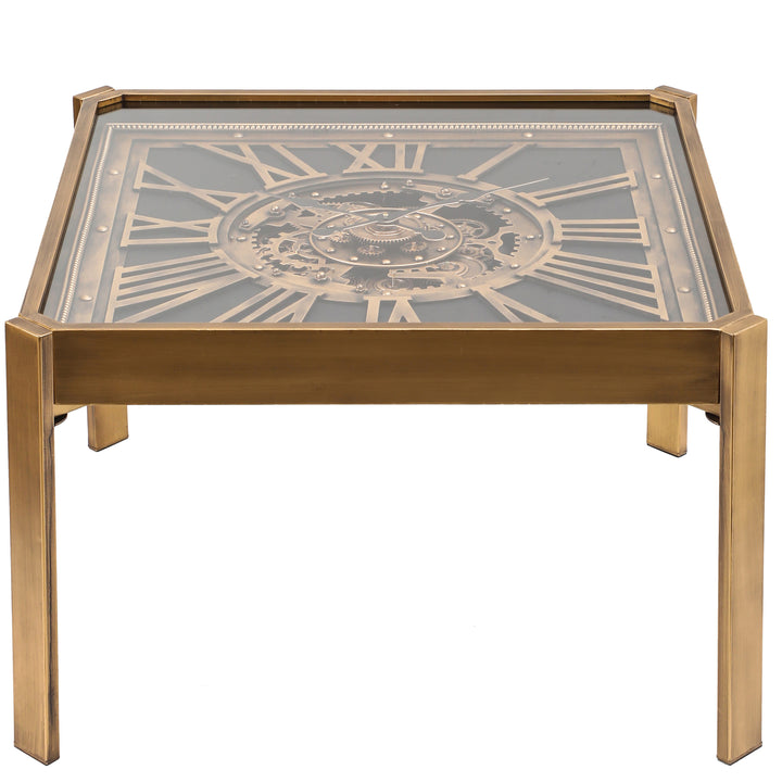 Chilli Decor 2 in 1 Roma Gold Square Moving Gears Coffee Table Floor Clock 85cm TQ-E147 1