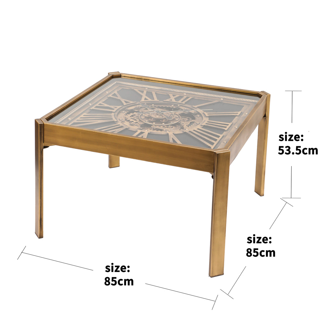 Chilli Decor 2 in 1 Roma Gold Square Moving Gears Coffee Table Floor Clock 85cm TQ-E147 7
