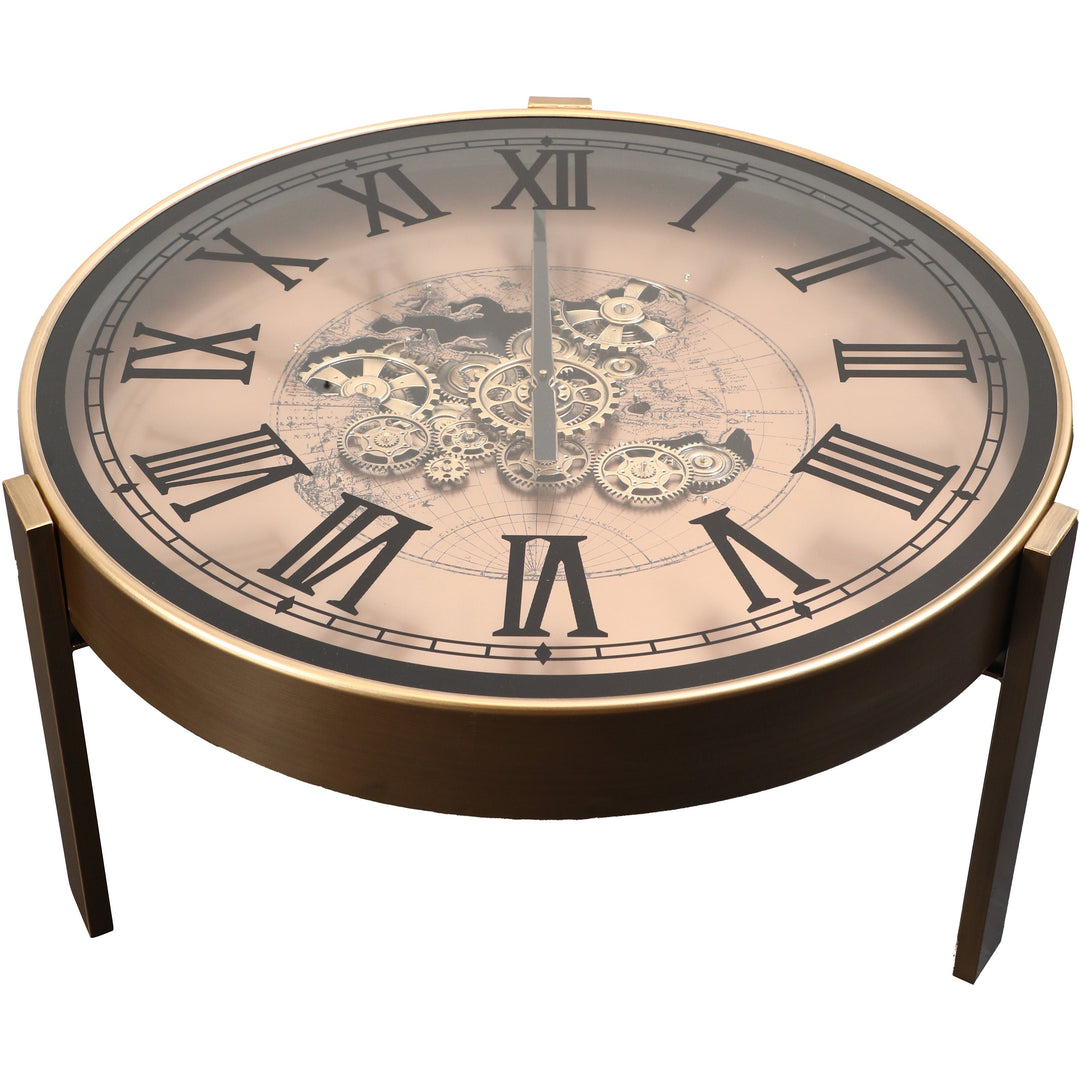 Chilli Decor 2 in 1 Vasco World Map Moving Gears Coffee Table Floor Clock 82cm TQ-E98 1