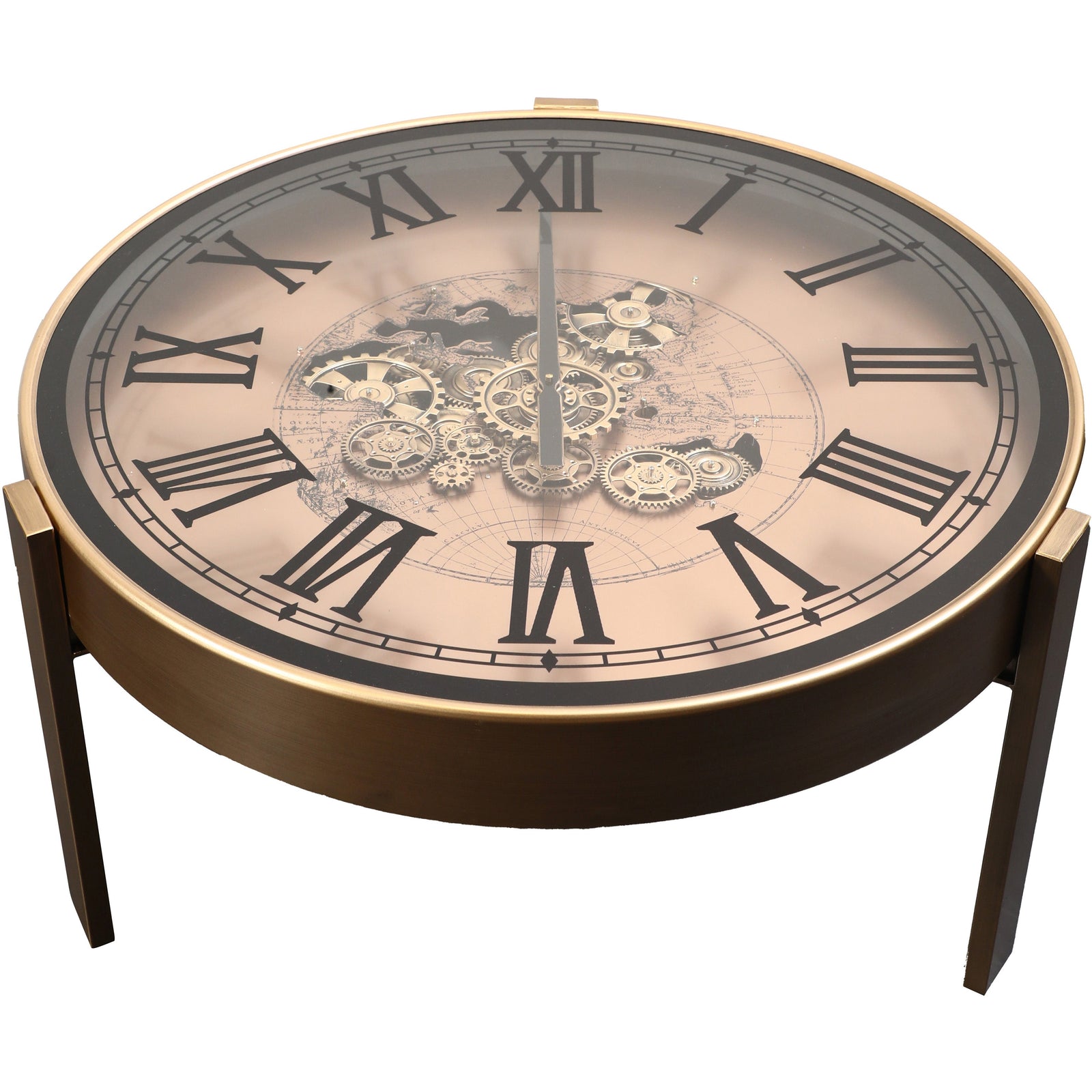 Chilli Decor 2 in 1 Vasco World Map Moving Gears Coffee Table Floor Clock 82cm TQ-E98 1
