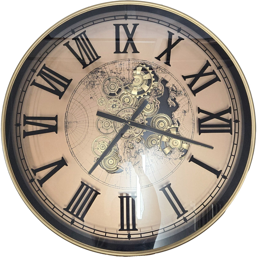Chilli Decor 2 in 1 Vasco World Map Moving Gears Coffee Table Floor Clock 82cm TQ-E98 2