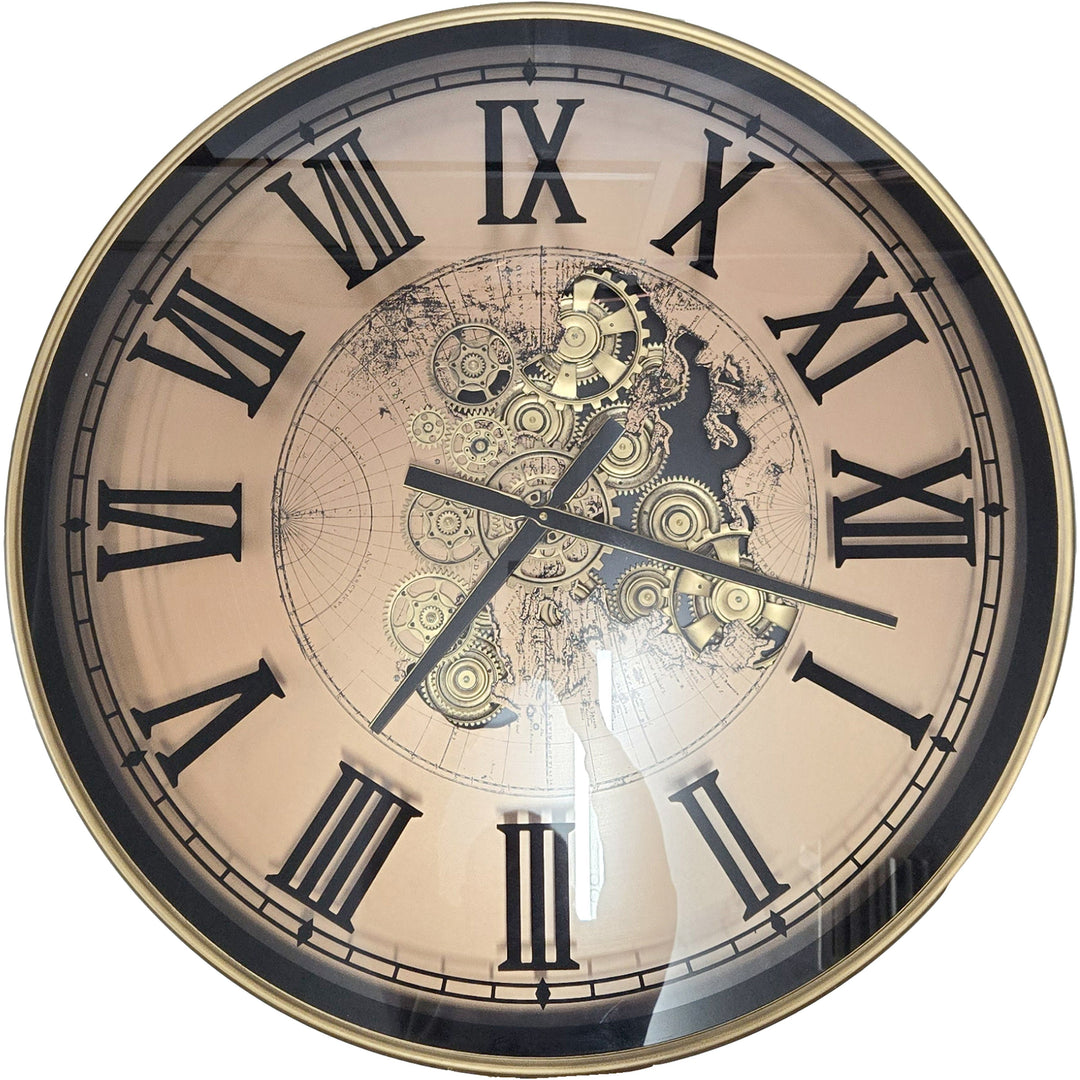 Chilli Decor 2 in 1 Vasco World Map Moving Gears Coffee Table Floor Clock 82cm TQ-E98 2