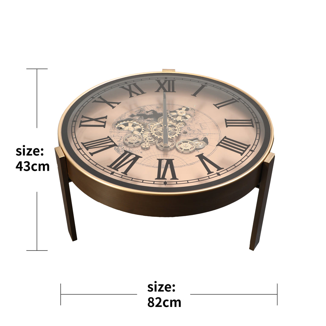 Chilli Decor 2 in 1 Vasco World Map Moving Gears Coffee Table Floor Clock 82cm TQ-E98 3
