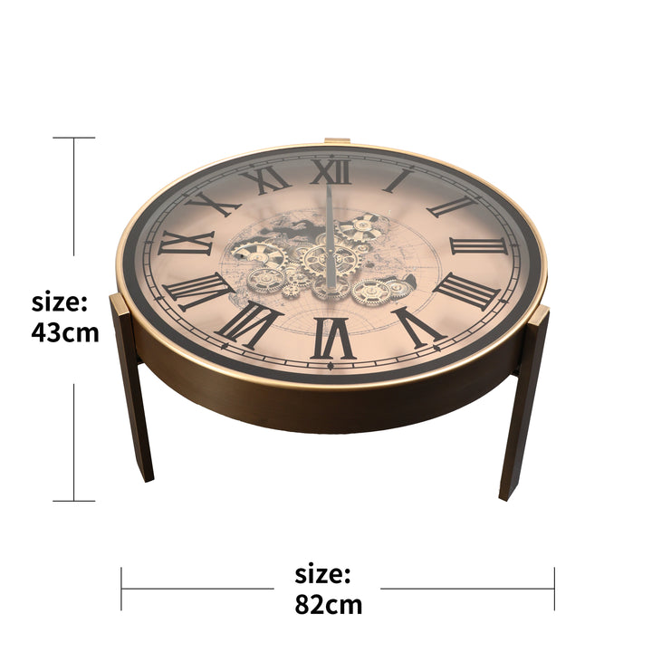 Chilli Decor 2 in 1 Vasco World Map Moving Gears Coffee Table Floor Clock 82cm TQ-E98 3