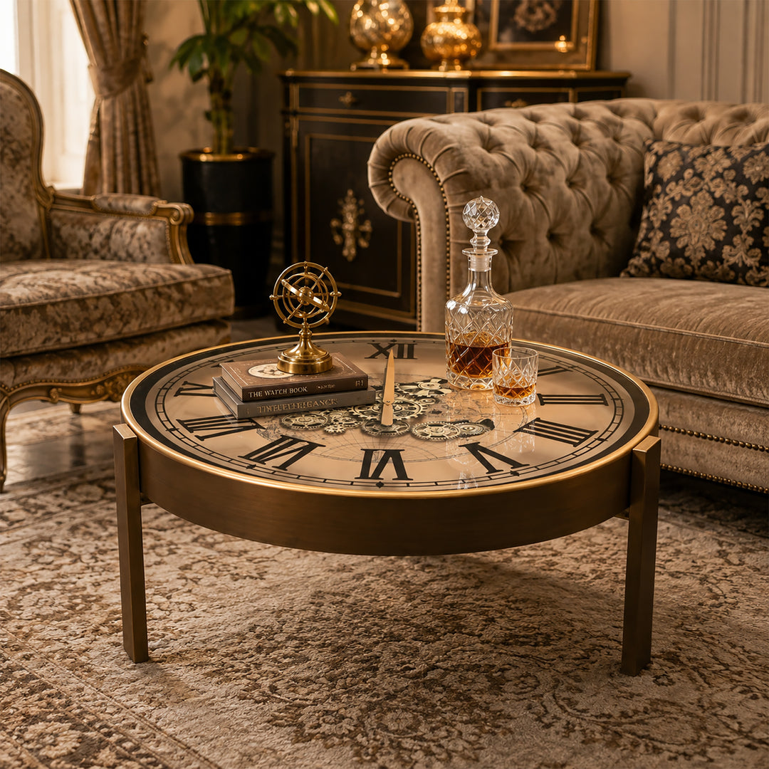 Chilli Decor 2 in 1 Vasco World Map Moving Gears Coffee Table Floor Clock 82cm TQ-E98 6