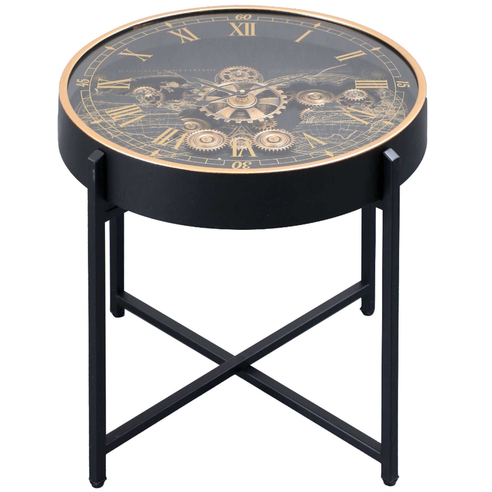 Chilli Decor 2 in 1 Vasco World Map Moving Gears Side Table Floor Clock 51cm TQ-E107 1 #size_51cm