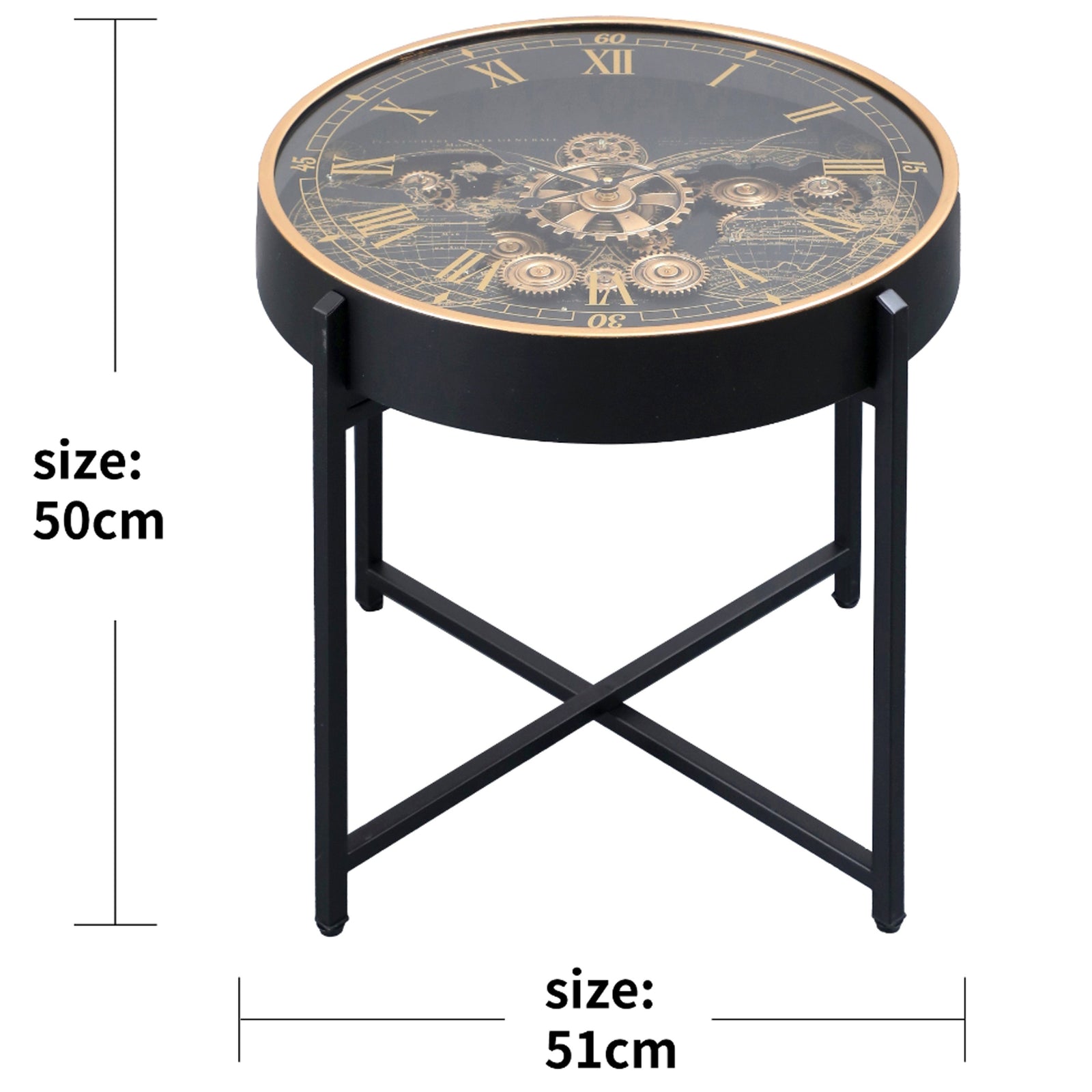 Chilli Decor 2 in 1 Vasco World Map Moving Gears Side Table Floor Clock 51cm TQ-E107 2 #size_51cm
