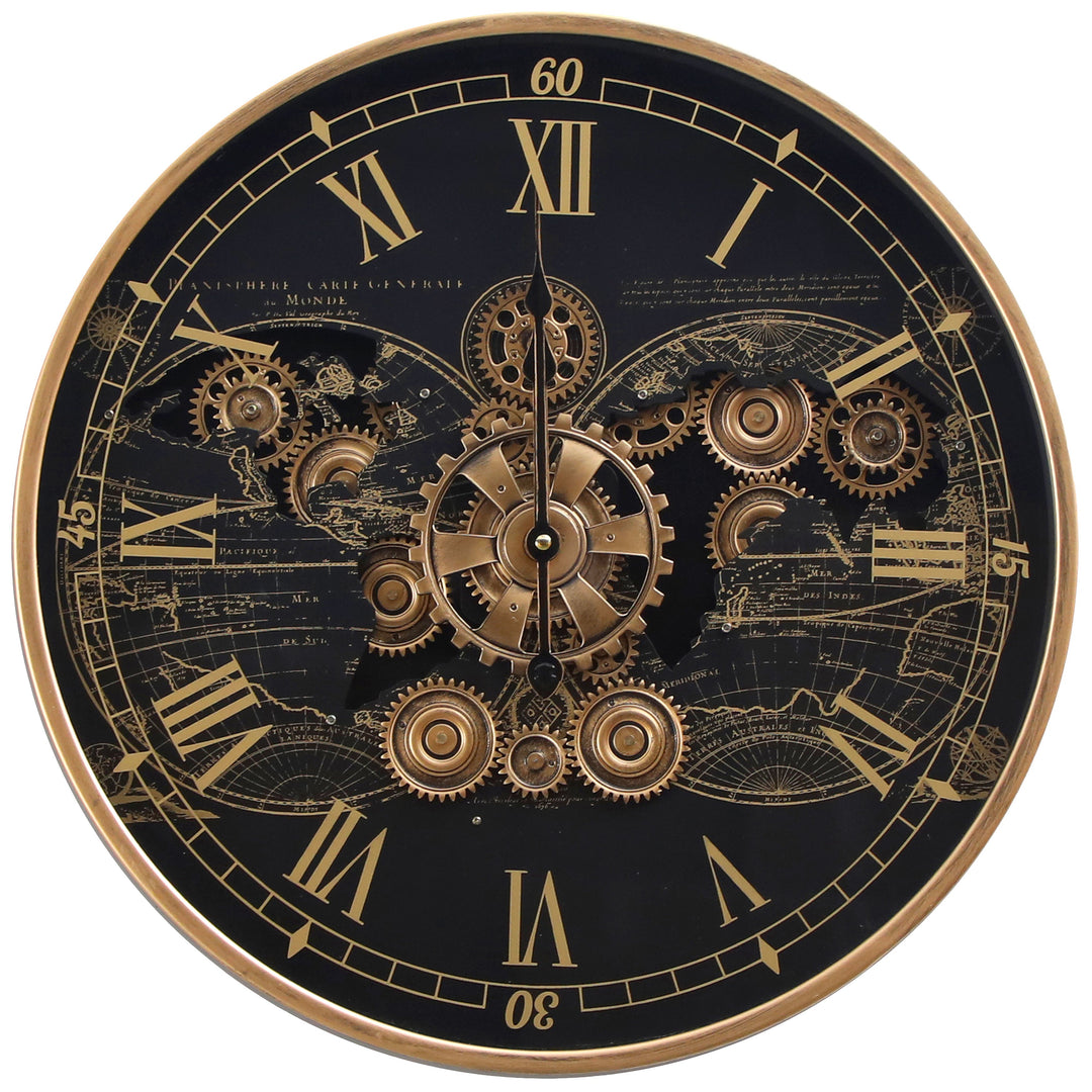Chilli Decor 2 in 1 Vasco World Map Moving Gears Side Table Floor Clock 51cm TQ-E107 3