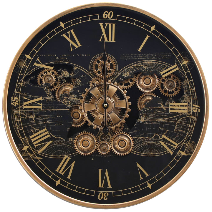 Chilli Decor 2 in 1 Vasco World Map Moving Gears Side Table Floor Clock 51cm TQ-E107 3
