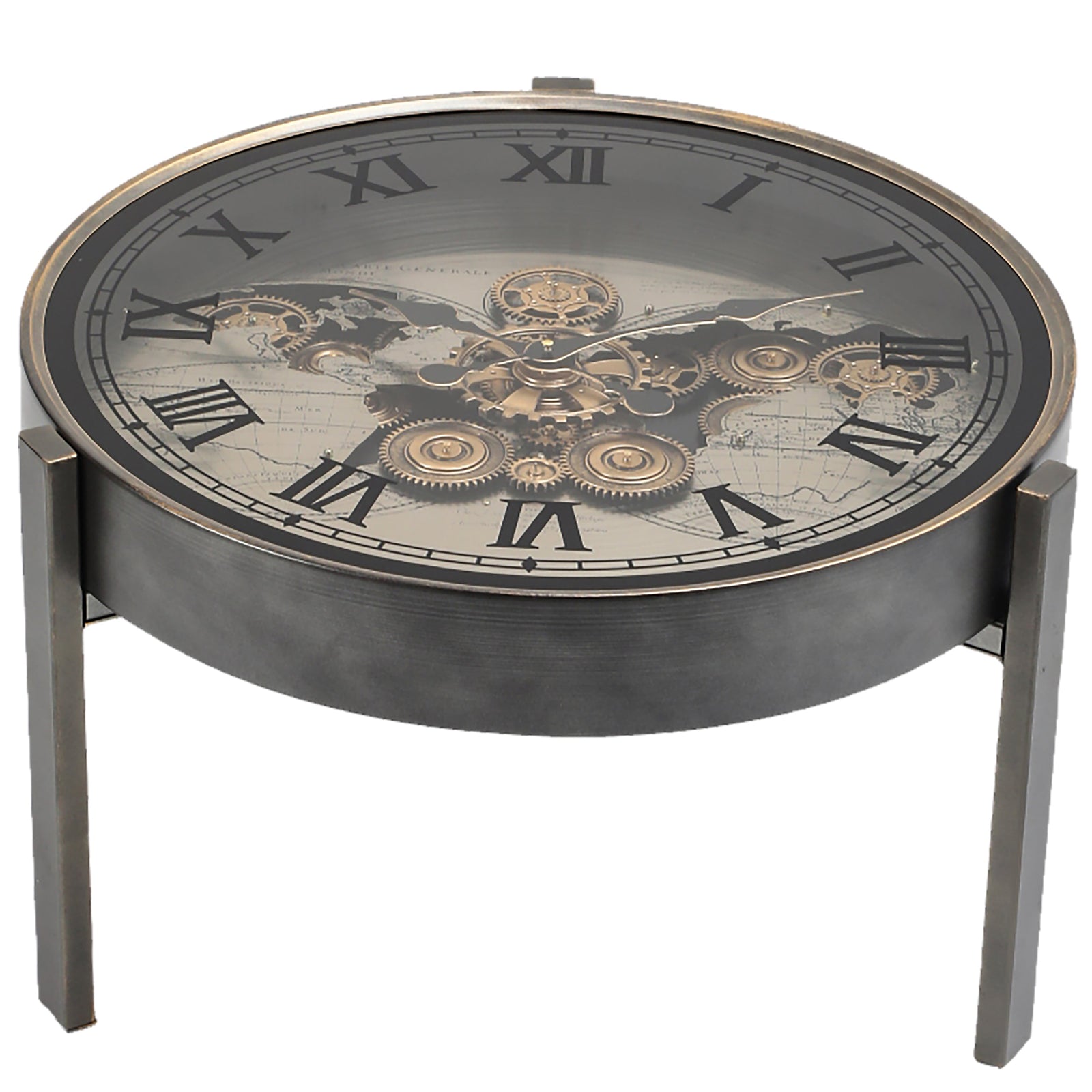Chilli Decor 2 in 1 Vasco World Map Moving Gears Side Table Floor Clock 62cm TQ-E152 1 #size_62cm