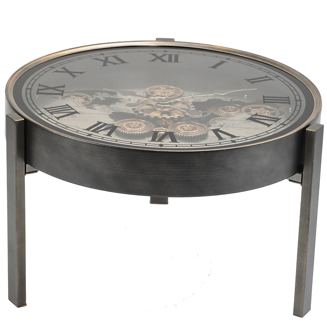 Chilli Decor 2 in 1 Vasco World Map Moving Gears Side Table Floor Clock 62cm TQ-E152 3