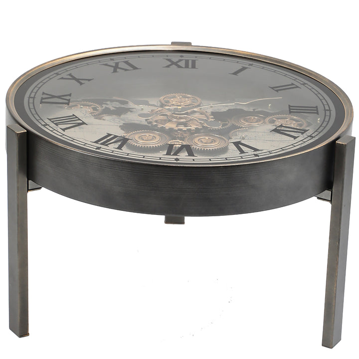 Chilli Decor 2 in 1 Vasco World Map Moving Gears Side Table Floor Clock 62cm TQ-E152 3