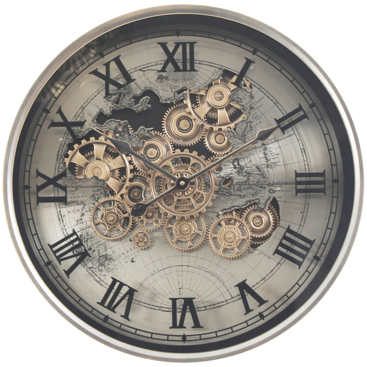 Chilli Decor 2 in 1 Vasco World Map Moving Gears Side Table Floor Clock 62cm TQ-E152 4