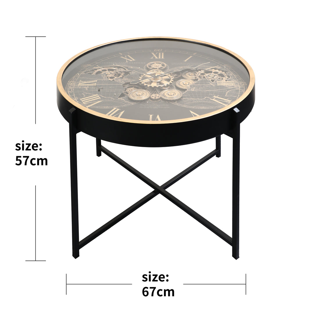Chilli Decor 2 in 1 Vasco World Map Moving Gears Side Table Floor Clock 67cm TQ-E101 3