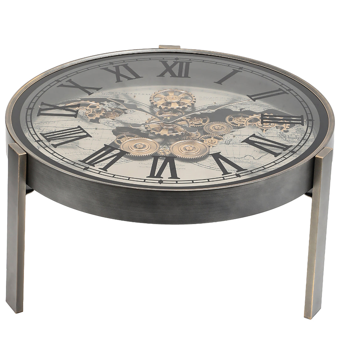 Chilli Decor 2 in 1 Vasco World Map Moving Gears Side Table Floor Clock 82cm TQ-E151 1