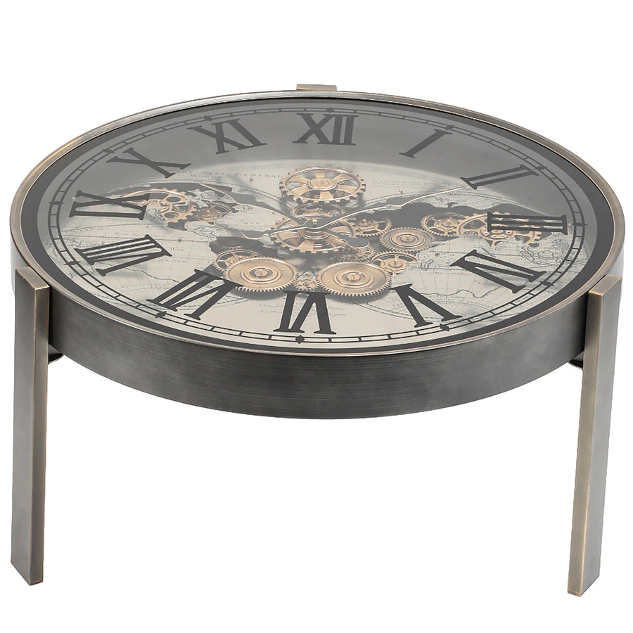 Chilli Decor 2 in 1 Vasco World Map Moving Gears Side Table Floor Clock 82cm TQ-E151 1