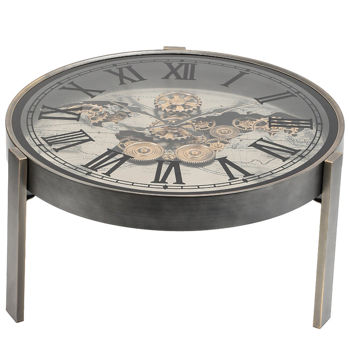 Chilli Decor 2 in 1 Vasco World Map Moving Gears Side Table Floor Clock 82cm TQ-E151 1 #size_82cm