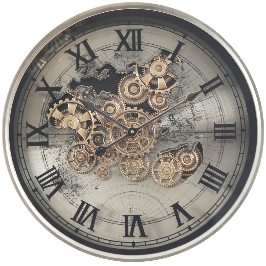 Chilli Decor 2 in 1 Vasco World Map Moving Gears Side Table Floor Clock 82cm TQ-E151 4