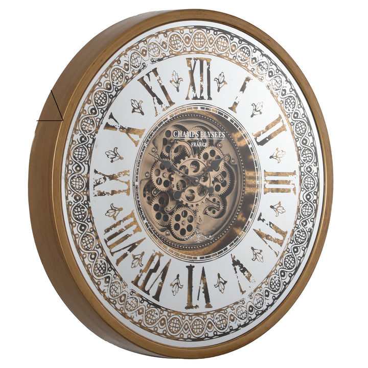 Chilli Decor Adilene Morroccan Mirrored Gold Metal Moving Gears Wall Clock 80cm TQ-Y675 2