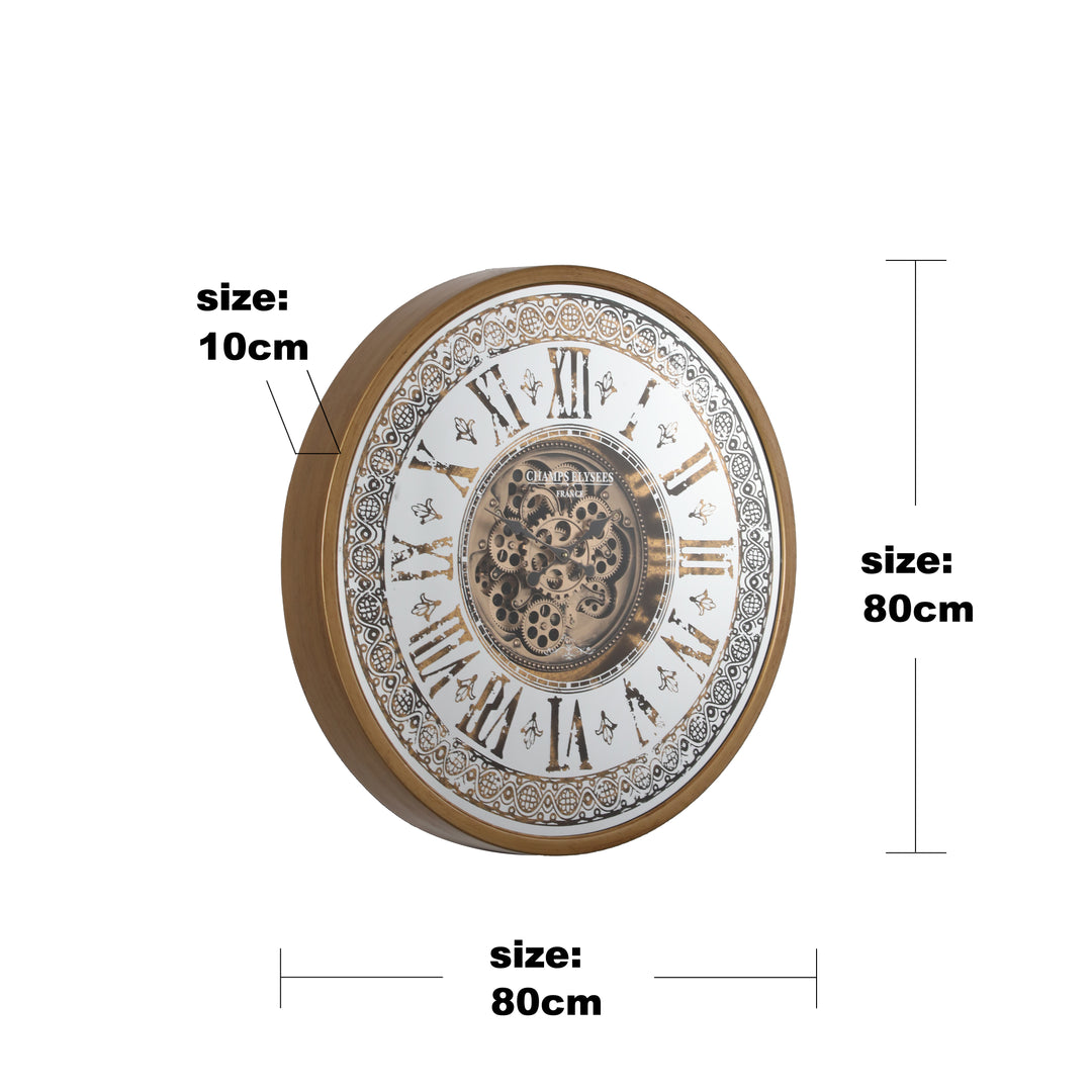 Chilli Decor Adilene Morroccan Mirrored Gold Metal Moving Gears Wall Clock 80cm TQ-Y675 7