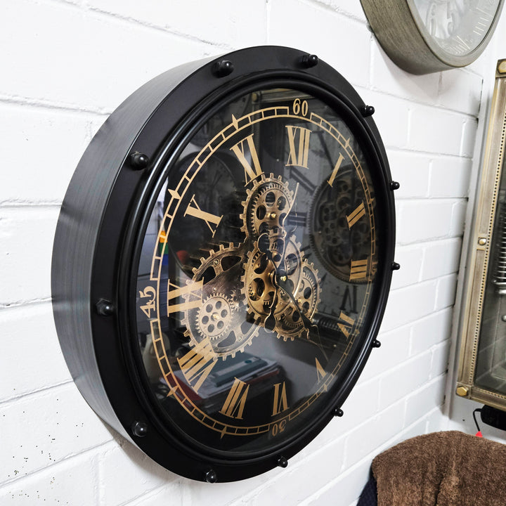 Chilli Decor Anton Black Metal Moving Gears Wall Clock 50cm TQ-E04 5