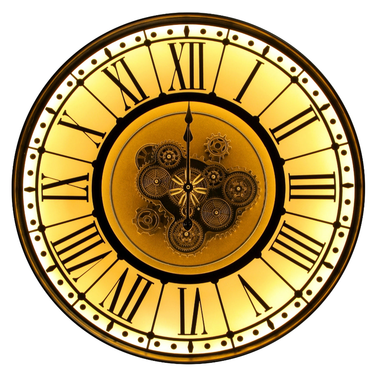 Chilli Decor Berkshire Mirrored Metal LED Moving Gears Wall Clock 80cm TQ-E118 1