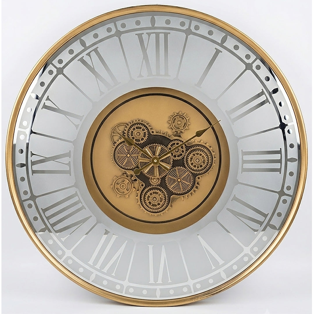 Chilli Decor Berkshire Mirrored Metal LED Moving Gears Wall Clock 80cm TQ-E118 2