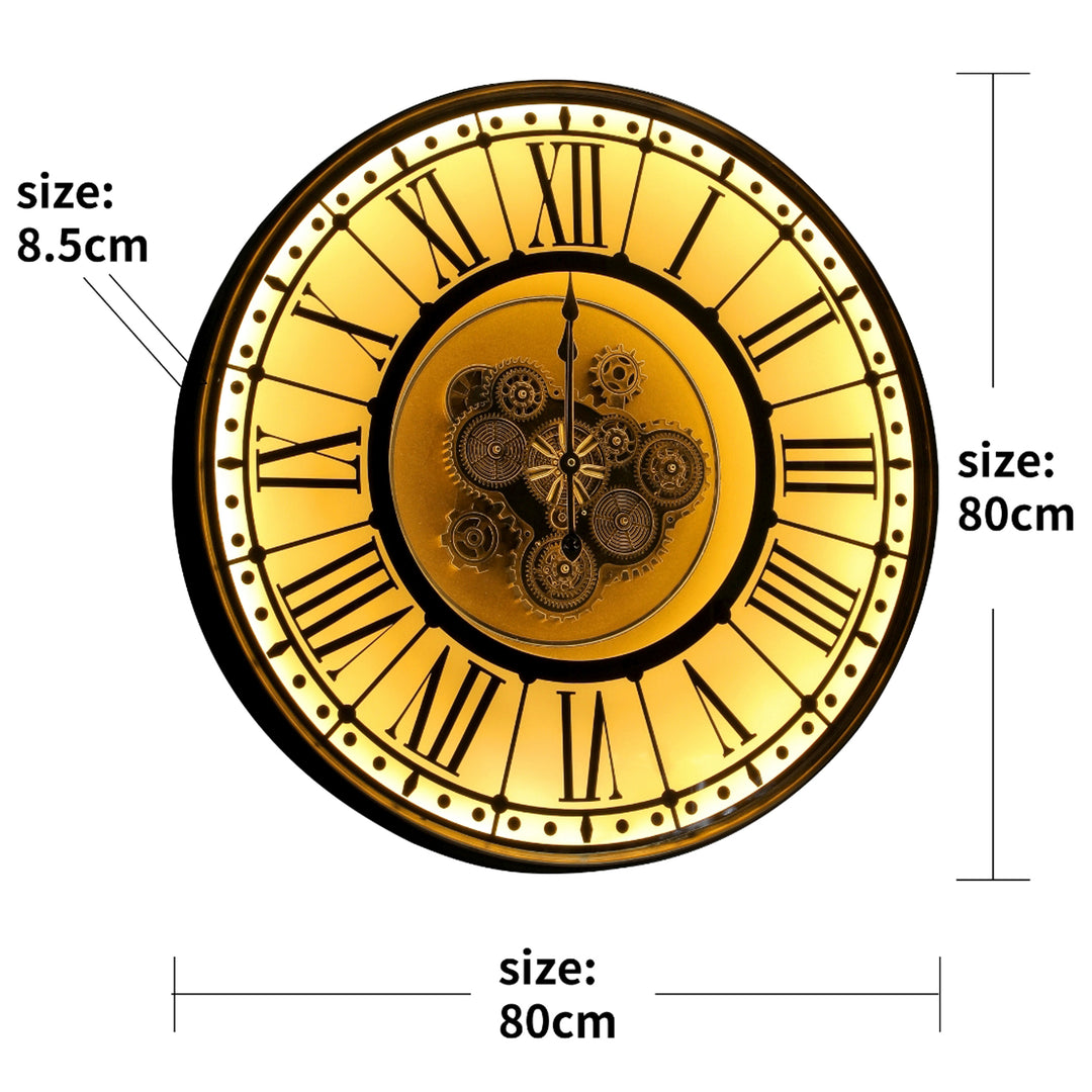Chilli Decor Berkshire Mirrored Metal LED Moving Gears Wall Clock 80cm TQ-E118 6