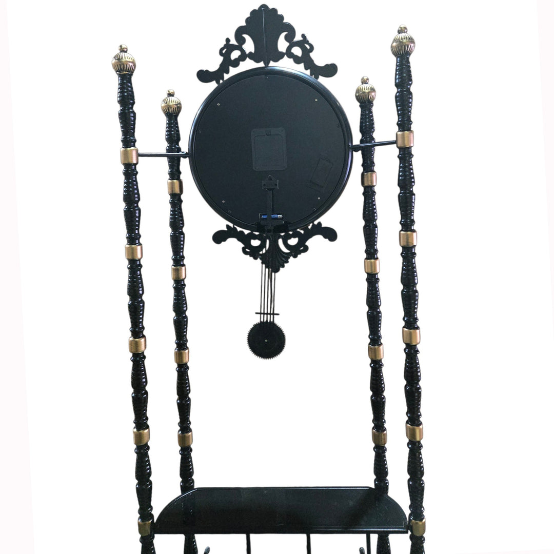 Chilli Decor Bordeaux Metal Pendulum Moving Gears Wine Rack Floor Clock Black 186cm TQ-E263 5